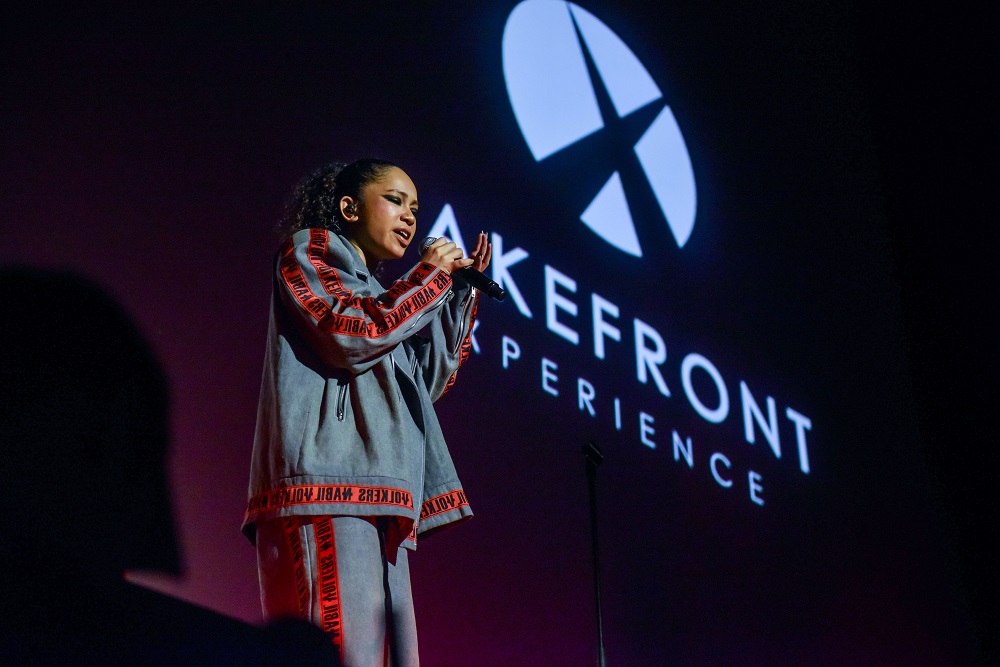 TGV Cinemas Rising hip-hop artist Zamaera performing during the launch.